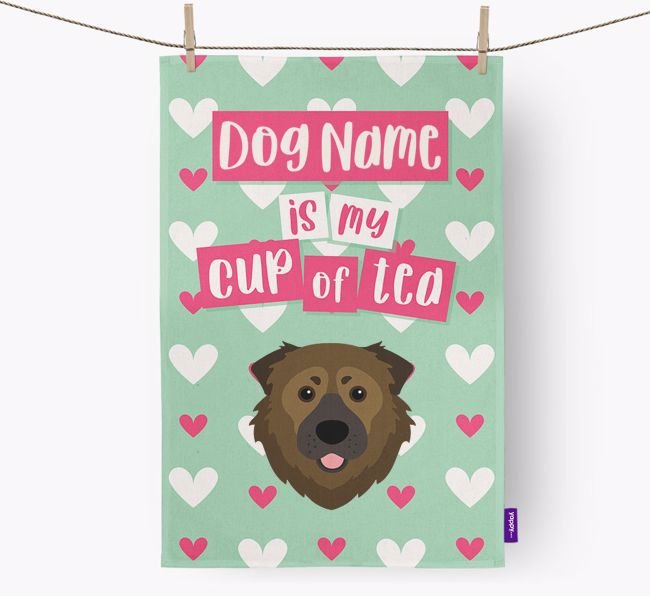 '{dogsName} is my cup of tea' Tea Towel with {breedFullName} Icon